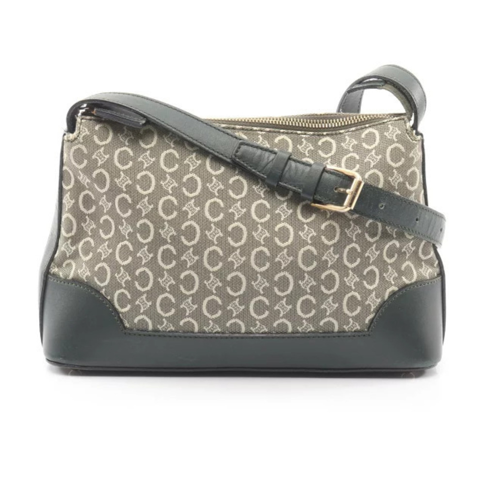 Celine C Macadam Shoulder Bag Canvas Leather Green